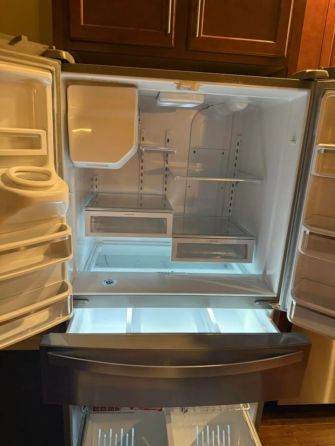Stainless refrigerator and freezer shelves cleaned