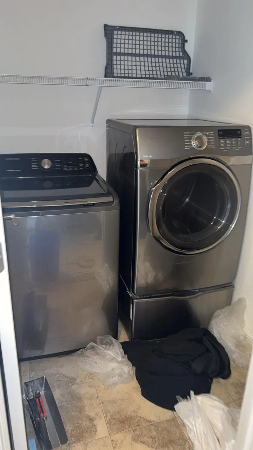 Stainless washer and dryer wiped down and polished