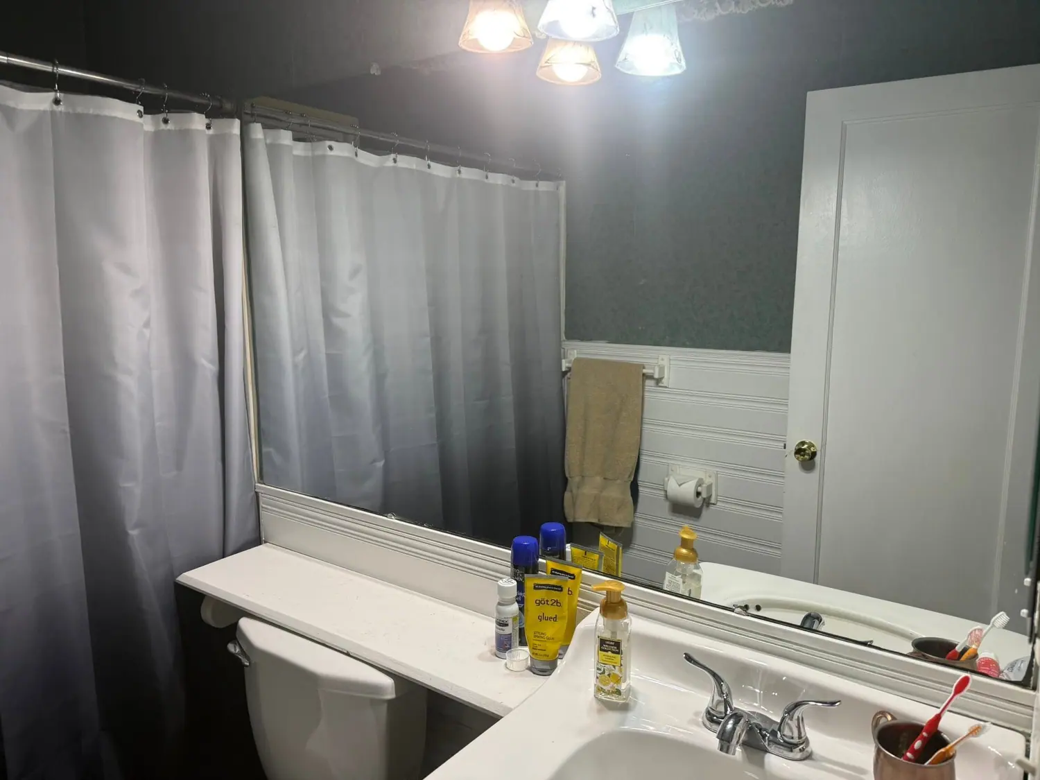 Vanity mirror and countertop polished under fresh light