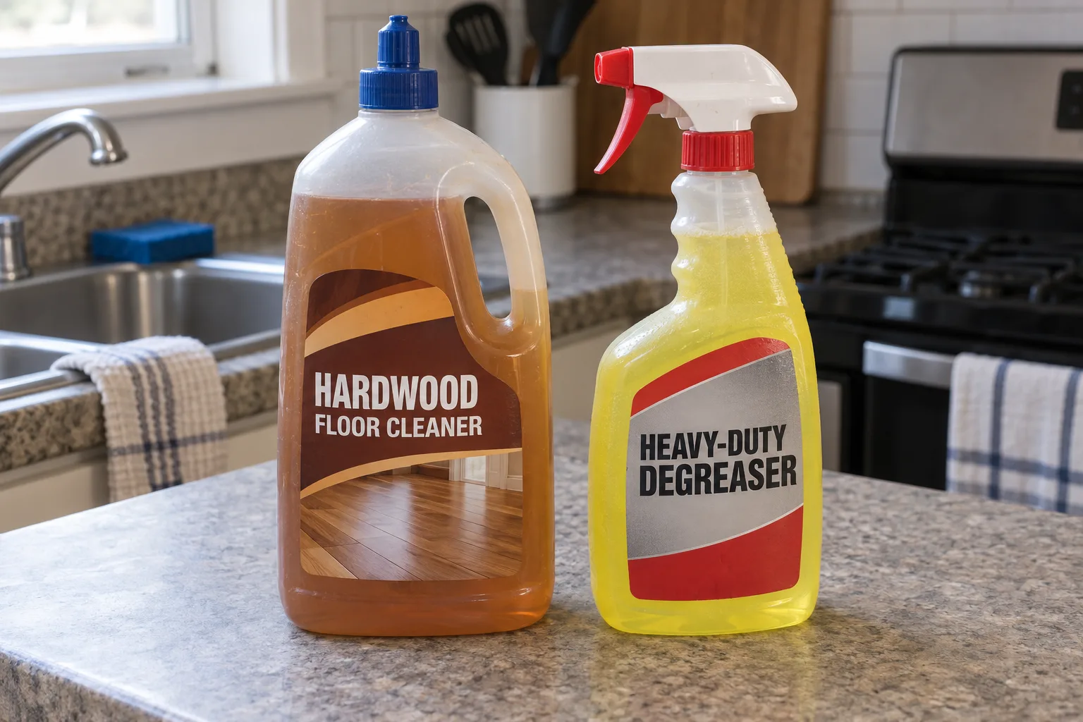 Everyday store-bought wood floor cleaner and degreaser used on heavier jobs
