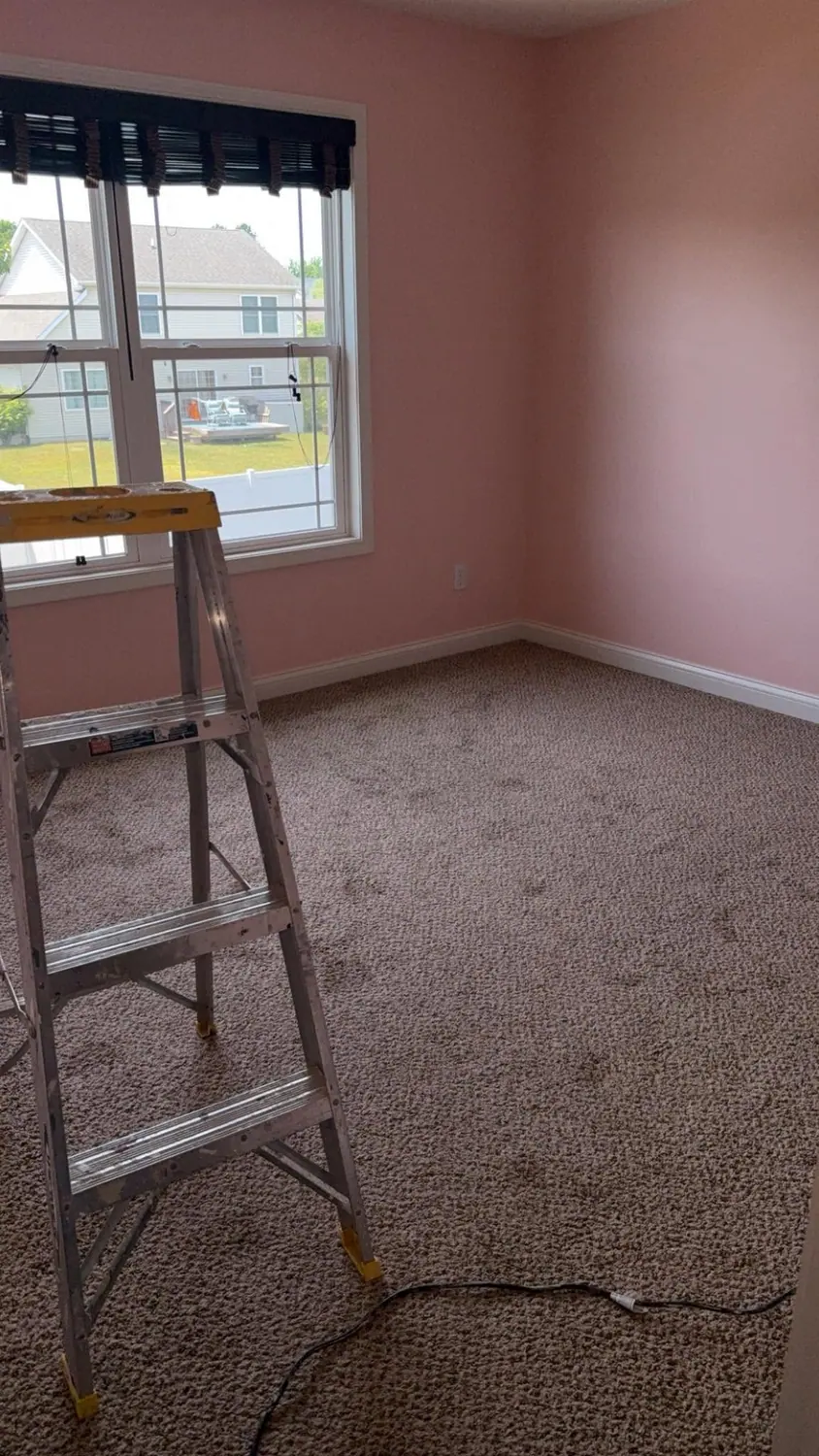 Carpet vacuumed in an empty bedroom during a move-out clean