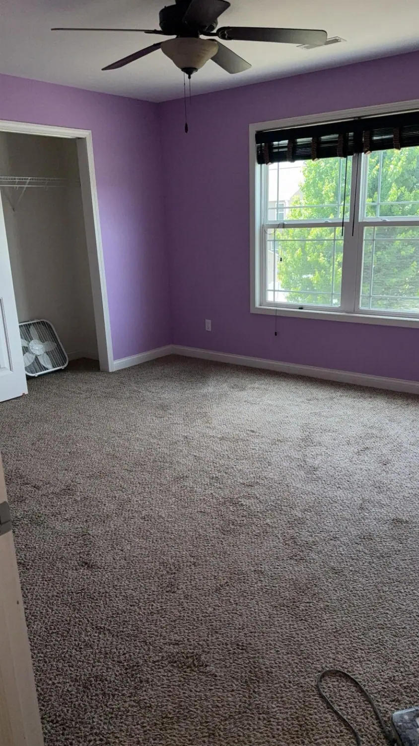 Carpet and window sill cleaned in an empty bedroom