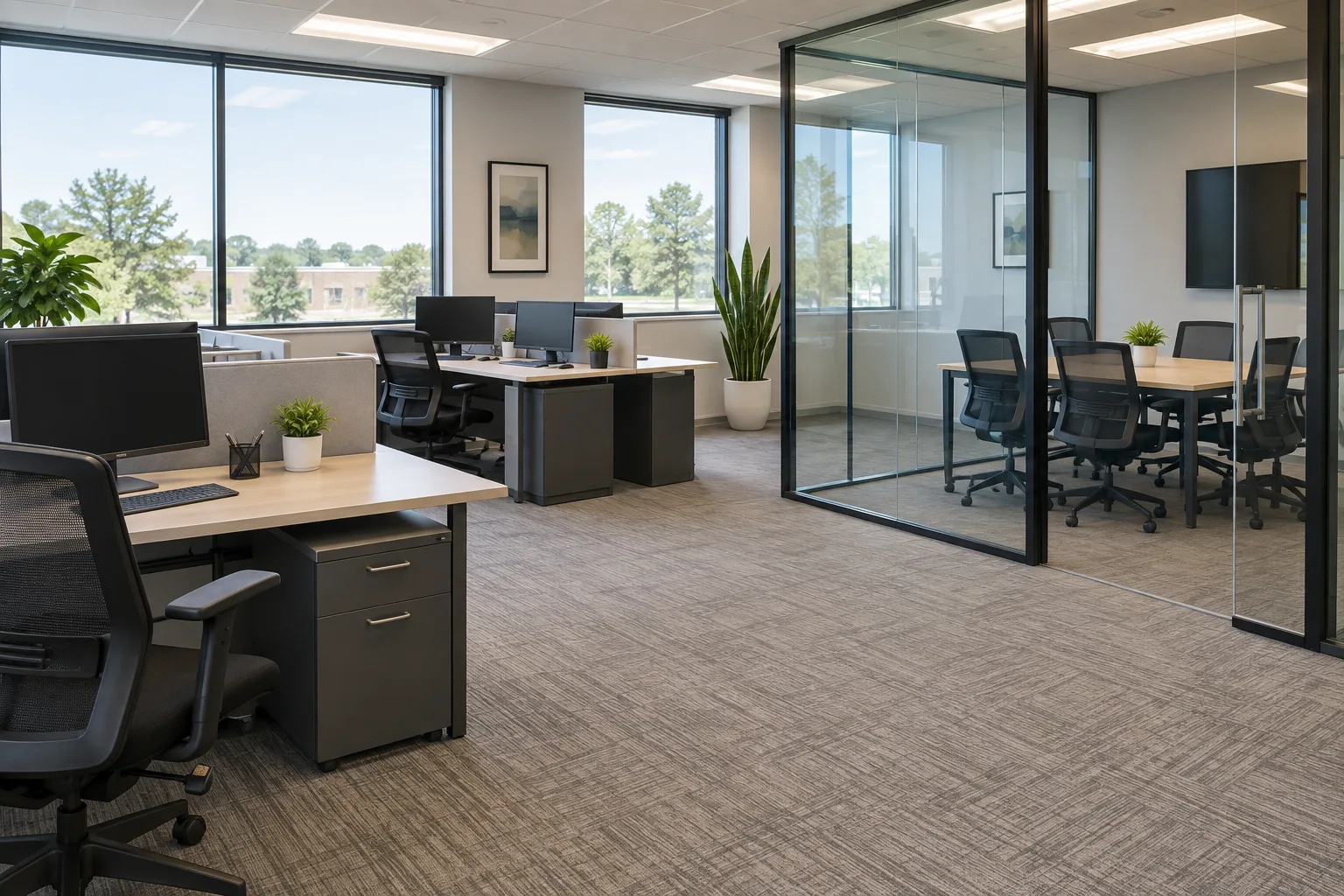 Presentable commercial office after a cleaning visit